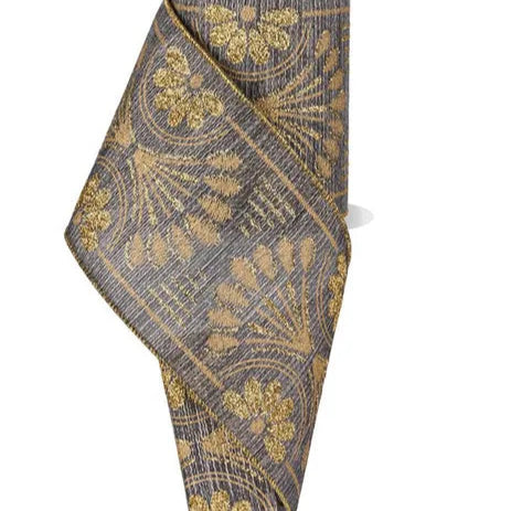 4"X10YD BOLD ART DECO - BLACK/SILVER/GOLD - RGF1139LJ