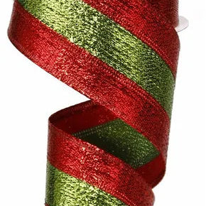 2.5"X10YD 3-IN-1 METALLIC RIBBON - RED/LIME GREEN/RED - RG014033Y