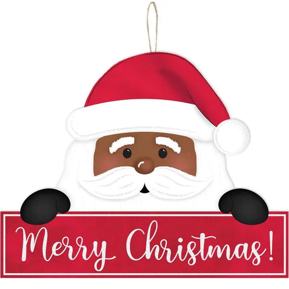 12.75"LX10"H MERRY CHRISTMAS SANTA SIGN - RED/WHITE - AP7866