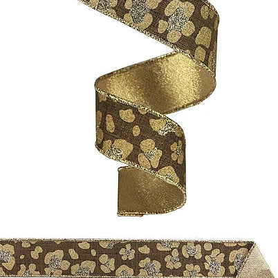 1.5"X10YD LEOPARD PRINT/ROYAL - BROWN/GOLD/LIGHT GOLD - RGX003404