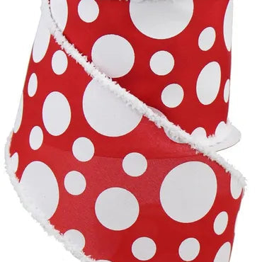 4"X10YD GIANT THREE SIZE DOTS/DRIFT - RED/WHITE - RG0845824