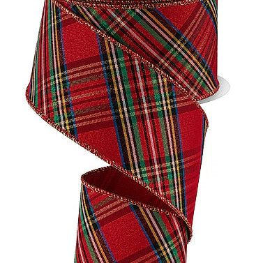2.5"X10YD DIAGONAL PLAID/RYL FUSED BACK - RED/BLUE/GREEN/BLACK/YELLOW - RGX0184