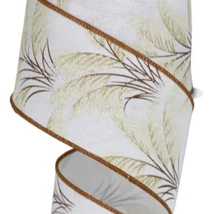 2.5"X10YD PAMPAS GRASS/FAUX ROYAL - WHITE/BROWN/TAN/RUST - RGE1603JP