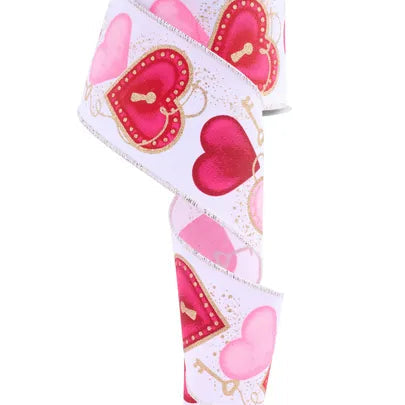 2.5"X10YD HEART LOCKS - RED/WHITE/PINK - RGF152227