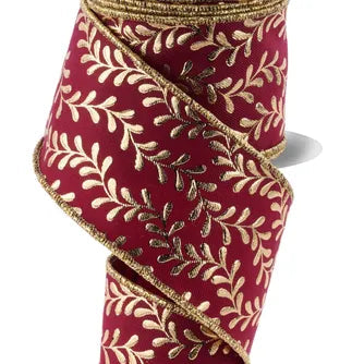 2.5"X10YD FOIL LEAF GARLAND - WINE/GOLD - LS301672