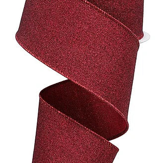 2.5"X10YD FINE GLITTER ON ROYAL - BURGUNDY - RGE138105