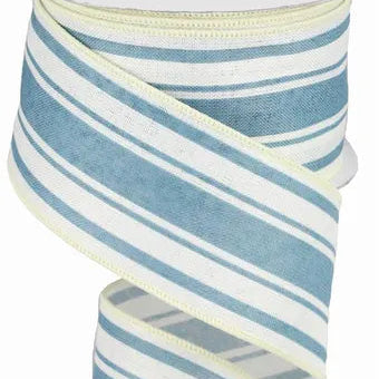 2.5"X10YD FARMHOUSE STRIPE ON ROYAL - IVORY/FARMHOUSE BLUE - RG01913FF