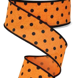 1.5"X10YD SMALL POLKA DOT - NEW ORANGE/BLACK - RGE174520