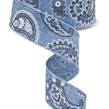 1.5"X10YD BANDANA/ROYAL - DENIM/BLACK/WHITE - RGF1222CT