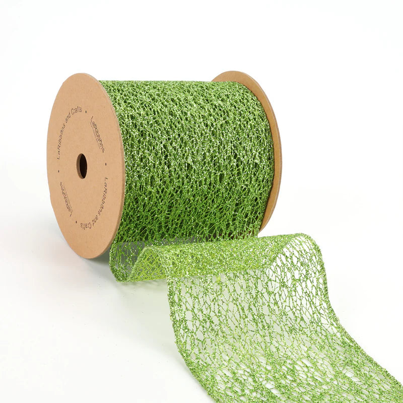 4"X10YD MESH WIRED RIBBON - LIME - LA RIBBON - WR-10256-100-10