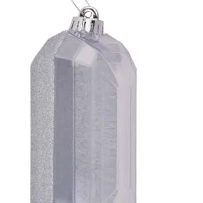 7"L X 4"W GLITTER RECTANGLE GEM ORNAMENT - SILVER - XJ563426