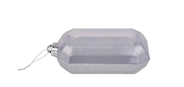 7"L X 4"W GLITTER RECTANGLE GEM ORNAMENT - SILVER - XJ563426