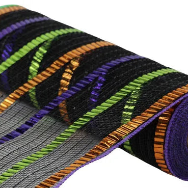 10.5"X10YD WIDE FOIL STRIPE MESH - BLACK/ORANGE/PURPLE/LIME - RY851476