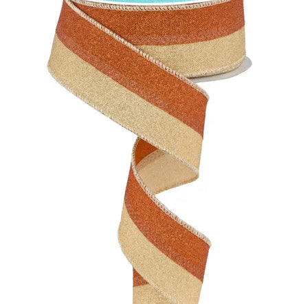 1.5"x10YD 2-IN-1 FINE GLITTER/ROYAL - LIGHT GOLD/PUMPKIN - RGC8117X9