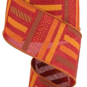 2.5"X10YD BRUSH STROKE STRIPES/ROYAL - BURGUNDY/DARK ORANGE/MUSTARD/BROWN - RGC131505