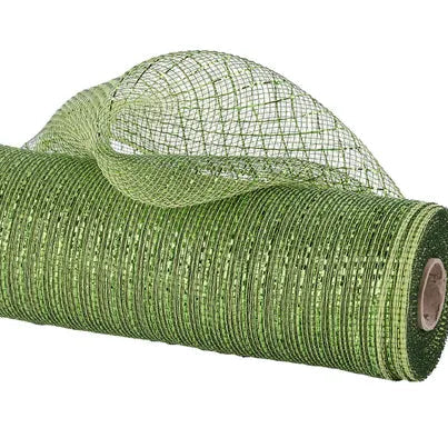 10"X10YD METALLIC MESH - MOSS/APPLE W/LIME FOIL - RE130149