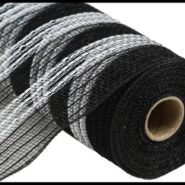 10.25"X10YD METALLIC/FAUX JUTE/PP STRIPE - BLACK/WHITE - RY832862