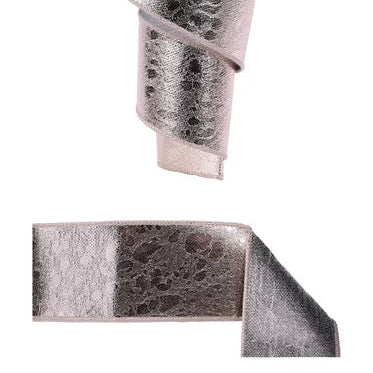 2.5"X10YD WATER DOT/SPARKLE FUSED - SHINY CHAMPAGNE/SHINY SILVER - NR6054CN