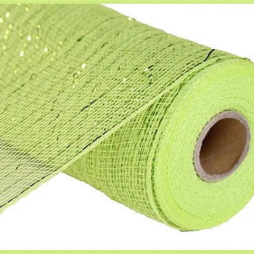 10"X10YD METALLIC MESH - APPLE GREEN W/LIME FOIL - RE130171