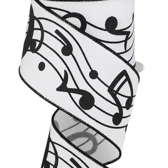 2.5"X10YD BOLD MUSIC NOTES/DIAGONAL - BLACK/WHITE - RGE174127