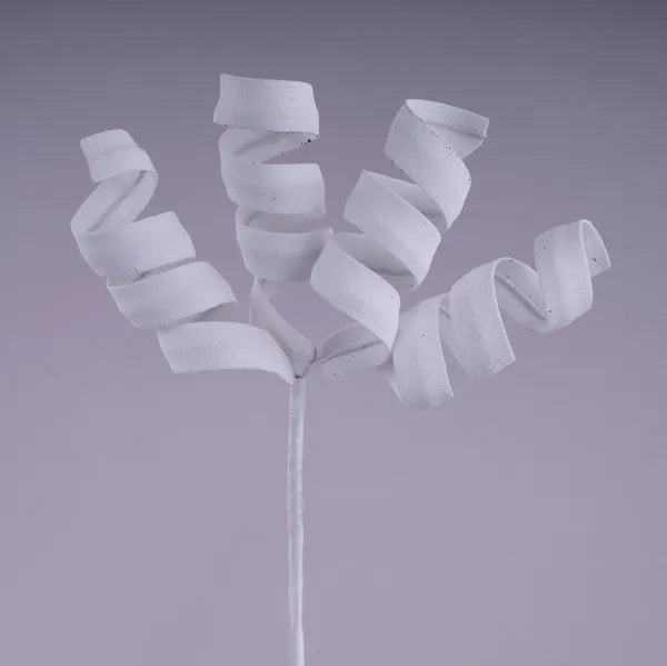 11"L GLITTER CURL PICK - WHITE - XS149127
