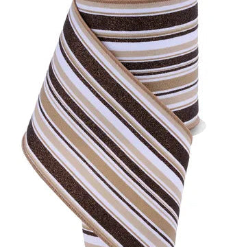 4"X10YD VERTICAL STRIPE - WHITE/LIGHT BROWN/BROWN - RGE182304