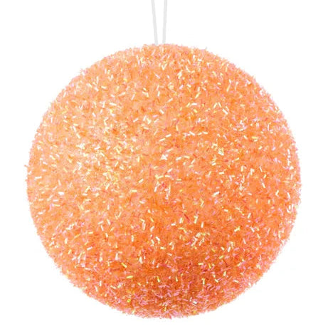 6"DIA V-CUT FOIL NEON BALL ORNAMENT - NEON ORANGE - XJ780720