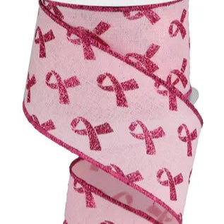 2.5"X10YD GLITTER BREAST CANCER - POWDER PINK/HOT PINK - RGC109515