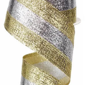 2.5"X10YD 3-IN-1 METALLIC RIBBON - GOLD/SILVER/GOLD - RGO14032H