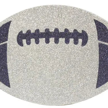 5"WX3.125"H GLITTER FOOTBALL - SILVER/NAVY BLUE - MD0271N6
