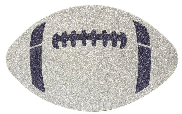 5"WX3.125"H GLITTER FOOTBALL - SILVER/NAVY BLUE - MD0271N6