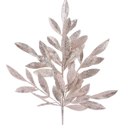 23.5"L GLITTER BAY LEAF SPRAY - CHAMPAGNE - XS221949