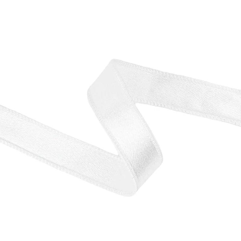 1"X10YD WIRED SHIMMER SATIN RIBBON - WHITE WITH WHITE BACKING - LARIBBON - 2300W-029-25E