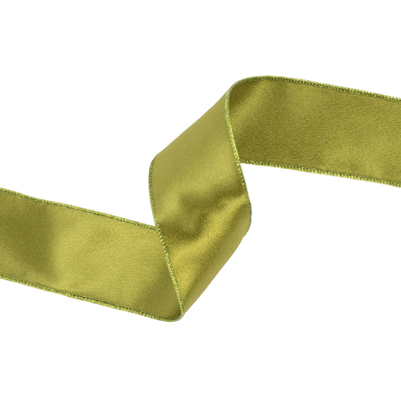 2 1/2"X10YD WIRED SHIMMER SATIN RIBBON - MOSS WITH MOSS BACKING - LARIBBON - 2300W-570-63E