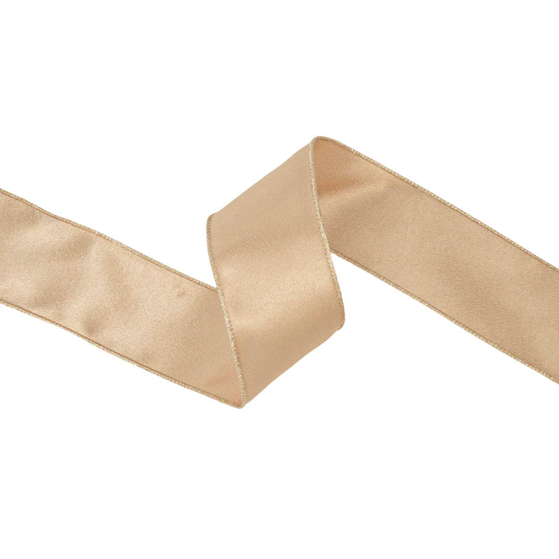 2 1/2"X10YD WIRED SHIMMER SATIN RIBBON - GOLD WITH GOLD BACKING - LARIBBON - 2300W-675-63E