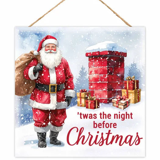 10"SQ MDF THE NIGHT BEFORE CHRISTMAS - WHITE/BLACK/RED - AP746827