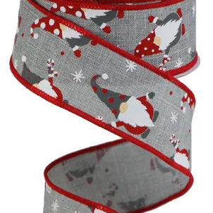 1.5"X10YD CHRISTMAS GNOMES ON ROYAL - LIGHT GREY/RED/WHITE - RGB107110
