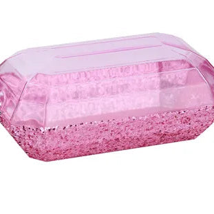 7"LX4"W GLITTER RECTANGLE GEM ORNAMENT - BRIGHT PINK GLITTER - XJ552622