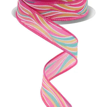 7/8"X10YD WAVY STRIPES - PINK/PEACH/YELLOW - RGF7939ET
