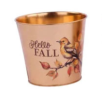 5"DIA COPPER FALL POT COVER - HELLO FALL - HA3633