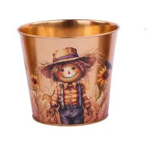5"DIA COPPER FALL POT COVER - SCARECROW - HA3633-S