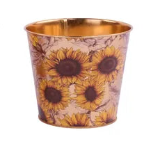 5"DIA COPPER FALL POT COVER - SUNFLOWER - HA3633-F