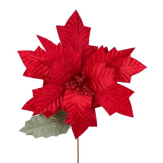 17.75"DIA X 24.75"L POINSETTIA STEM - RED - NF412324