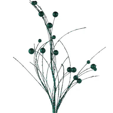 32"L GLITTER/SEQUIN BERRY/FISHLINE SPRAY - HUNTER GREEN - XS161912