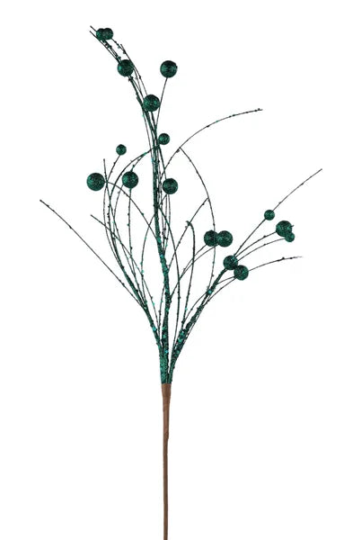 32"L GLITTER/SEQUIN BERRY/FISHLINE SPRAY - HUNTER GREEN - XS161912