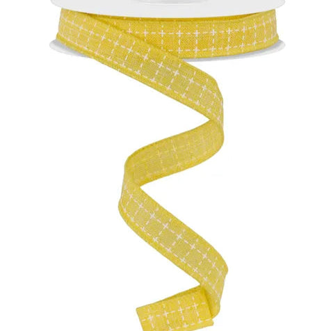 5/8"X10YD RAISED STITCH SQUARES - YELLOW/WHITE - RGF109029