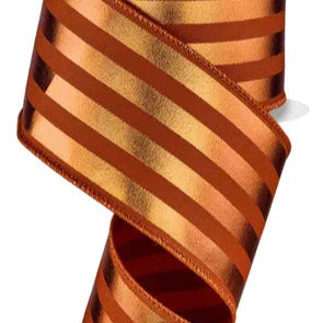 2.5"X10YD METALLIC VERTICAL STRIPES - AUTUMN/COPPER - RGE1432T3