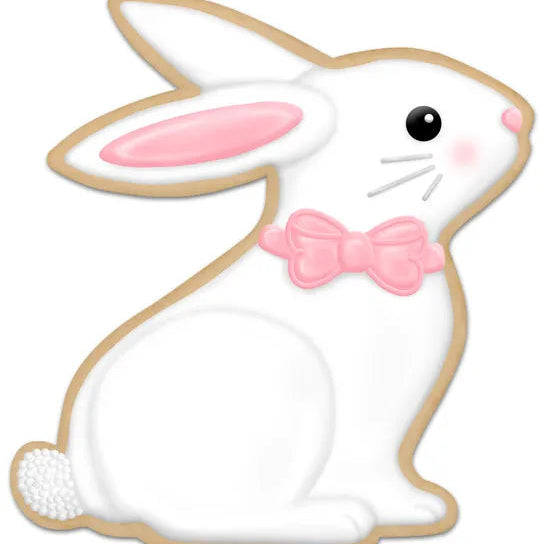 12"HX11.2"L METAL COOKIE BUNNY SIGN - WHITE/PINK/LIGHT BROWN/BLACK - MD154227