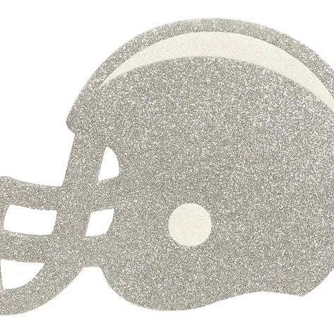 12"W X 10.25"H GLITTER FOOTBALL HELMET - SILVER/WHITE - MD0275AX