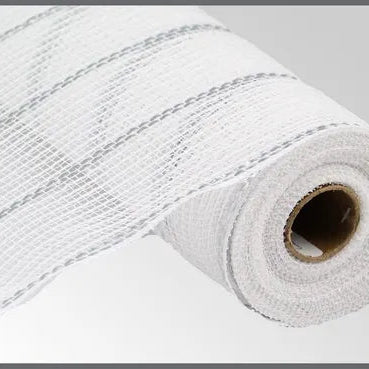 10.25"X10YD POLY/FAUX JUTE/MATTE MESH - WHITE/SILVER - RY832998